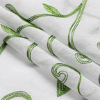 VISIONTEX Embroidered Green Sheer Voile Curtains, Leaves Embroidery Faux Linen Rod Pocket Window Drapes for Living Room and Girls Bedroom 54 x 95 Inch, Set of 2 Curtain Panels