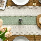 Artoid Mode Light Green Farmhouse Rustic Table Runner, Seasonal Holiday Hollow Kitchen Dining Table Decoration for Home Party Decor 12x48 Inch