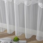 VISIONTEX White Sheer Voile Curtains, Decorative White Embossed European Rod Pocket Window Drapes for Home Kitchen, Living Room and Bedroom 54 x 84 Inch, Set of 2 Curtain Panels