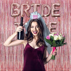 Rose Gold Tinsel Party Backdrop - GREATRIL Foil Fringe Curtain Party Photo Booth Backdrop for Birthdays Theme Decorations - 1m x 2.5m - Pack of 2