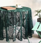 Gorgeous Round Lace Tablecloth,Vintage Floral Embroidered Table Cloths, Chic Round Table Cover for Wedding Banquet HolidayDinner Tables 60INCH (Vintage Green)
