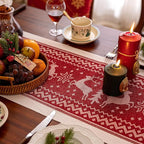 Table Runners 63 Inches,Elk Table Runner with Tassel Fringe,Christmas Table Runner for Party，Coffee Table, Festival