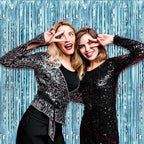 6 Pack Light Blue Foil Fringe Curtain Backdrop, 3.28Ft x 8.2Ft Metallic Tinsel Foil Fringe Streamer Curtains for Photo Booth,Birthday, Christmas Day, New Year, Wedding Party Decorations