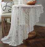 Gorgeous Round Lace Tablecloth,Vintage Floral Embroidered Table Cloths, Chic Round Table Cover for Wedding Banquet HolidayDinner Tables 60INCH (White)