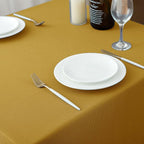 Biscaynebay Textured Fabric Christmas Rectangle Tablecloths 60x84 Inches, Gold Water Resistant Tablecloths for Dining, Kitchen, Wedding, Parties etc. Machine Washable