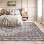 Bloom Rugs Washable Non-Slip 9' x 12' Rug - Cream/Green Traditional Medallion Area Rug for Living Room, Bedroom, Dining Room, and Kitchen - Exact Size: 9' x 12'