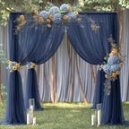 10ft X 10ft Navy Blue Tulle Backdrop Curtain for Parites, Sheer Backdrop Curtains Fabric Drapes for Wedding Ceremony Arch Party Stage Decorations