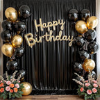 20ftx10 ft Black Glitter Sequin Backdrop Curtain for Parties, Wrinkle Free Sparking Backdrop Drapes, 4 Panels 5x10ft Shimmer Photo Back Drop Cloth for Wedding Birthday Photography Background