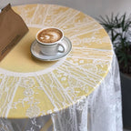 Gorgeous Round Lace Tablecloth,Vintage Floral Embroidered Table Cloths, Chic Round Table Cover for Wedding Banquet HolidayDinner Tables 60INCH (White)