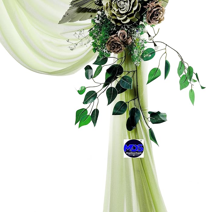 MDS Halloween Chiffon Draping Fabric - 2 Panel, 30" Wide x 100ft Long - Sheer Spooky Arbor & Canopy Drapery for Haunted House Backdrops, Party Ceilings, DIY Costumes & Themed Events - Sage Green