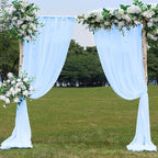 PARTISKY 10ftx10ft Blue Chiffon Sheer Backdrop Curtains, Wrinkle-Free Wedding Backdrop Drapes for Birthday Party Ceremony Arch Stage Decor Background for Photography 5ft x 10ft,2 Panels
