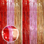 2 Pack Valentine Foil Fringe Backdrop Curtains, Tinsel Streamers Party Decorations, Fringe Backdrop, Door Shimmer for Valentine or Birthday Party