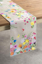 Maison d' Hermine Table Runner 100% Cotton Double Layer Table Runners 72 inches Long Decorative for Home Kitchen Dining Party Wedding Bridal Shower Spring Summer (Jardin D'Ete - Fog, 14.50" x 72")