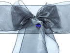 MDS Pack of 150 PCS Organza Chair Sashes Wider Dining Chair Bows Ribbon Tie Back for Wedding Party Birthday Bridal Shower Reception Event Banquet Home Chair Cover Decoration - Silver Gray