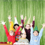 Sugargirl Apple Green Sequin Backdrop Curtain 4 Panels 2FTx8FT Glitter Apple Green Background Drapes Sparkle Photography Backdrop for Party Wedding Birthday Wall Decoration