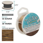 The Beadsmith Wire Elements Craft Wire – Tarnish Resistant, Soft Temper, Round, Vintage Bronze Color – 0.41mm, 26 Gauge, 30 Yard Spool – Jewelry Making, Wire Wrapping, Floral, & Other DIY Crafts