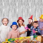 12 Pack Silver Backdrop. 3.28 FT x 7.05 FT Birthday Decorations, Metallic Silver Fringe Backdrop Foil Curtains Tinsel, Disco Party Decor Photo Booth Props Door Decorations Hanging