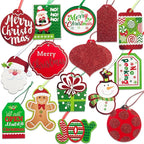 Christmas Gift Tags 60 Count with Untied String (15 Assorted Glitter, Foil, Printed Designs for DIY Xmas Present Wrap and Label Package Name Card)