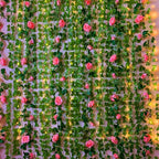 UKELER 2 Pack Artificial Floral Garland Total 14FT Rose Flower Vines Hanging Flower Plants for Home Garden Party Outdoor Ceremony Wedding Arch Floral Decor, Light Purple