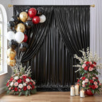 gogoparti 20x10FT Black Sequin Backdrop Curtain - 4 Panels of 5x10FT Wrinkle-Free Glitter Drapes for Photography, Birthdays, Weddings & Graduations