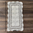 Phantomon Lace Table Runner Rectangular Table Cover Cloth Handmade Crochet Floral Placemats 100% Cotton (Floral Beige, 15x28Inch)