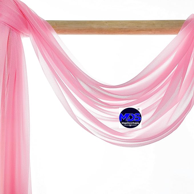 MDS Halloween Chiffon Draping Fabric - 2 Panel, 30" Wide x 75ft Long - Sheer Spooky Arbor & Canopy Drapery for Haunted House Backdrops, Party Ceilings, DIY Costumes & Themed Events - Coral