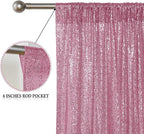 Sugargirl Pink Sequin Backdrop Curtain 4 Panels 2FTx8FT Glitter Pink Background Drapes Sparkle Photography Backdrop for Party Wedding Birthday Wall Decoration