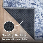 Bloom Rugs Washable Non-Slip 4' x 6' Rug - Gray/Blue Traditional Medallion Area Rug for Living Room, Bedroom, Dining Room, and Kitchen - Exact Size: 4' x 6'