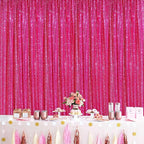 Party Backdrop Curtain 2ftx8ft Hot Pink Backdrop Drapes Curtains Panels with Rod Pockets 6 Pieces Sequin Fabric Flamingo Party Decor