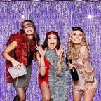 Jutom 6 Pieces 3.3 x 6.6 ft Wavy Tinsel Foil Fringe Curtains Foil Fringe Streamer Backdrop Party Curtain for Sea Mermaid Baby Shower Birthday Party Decoration(Purple)