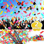 16in Biodegradable Confetti Poppers,Confetti Cannons Bulk with Colorful Confettis Design for Ceremony Party Favor Supplies,Birthday Holiday,Halloween Thanksgiving,Christmas,New Year's Eve(2Pack)