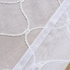 Embroidered Wave Diamond Sheer Curtains White 95 Inches, Window Treatments Rod Pocket Drapes for Living room, Bedroom, Semi Voile Curtain Panels for Yard, Patio, Villa, Parlor, Set of 2, 52"x95".