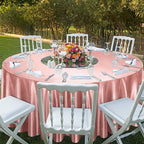 Ruisita 120 Inches Round Satin Tablecloths Rose Gold Overlay Round Satin Table Cover Bright Silk Tablecloth Smooth Fabric Tablecloth for Wedding Banquet Table Decoration