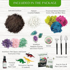 – DIY Large Terrarium Starter Kit with Soil, Moss, Pebbles, Healing Crystal, Tools & Supplies – Terrarium Kit for Adults & Kids, Handcrafted in USA