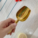 Metal Ice Scoop 3 Oz, Small Stainless Steel Ice scooper for Ice Maker Ice Bucket Kitchen Freezer Bar Party Wedding, Multipurpose for Coffee Bean,Flour Scoop,Dog Food Scoop (3 OZ-Gold)