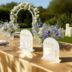 Arch Wedding Table Numbers 1-10 with Stands, 5" X 7" Double Sided Acrylic Wedding Sign Holders, Durable Non-Fading Table Number for Wedding Reception, Events, and Centerpieces