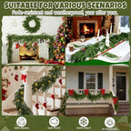 9FT Artificial Norfolk Pine Garlands for Christmas Decorations,Real Touch Winter Faux Greenery Garlands for Mantel Table Stair Fireplace Wall Holiday Indoor Outdoor Decor(2 Pack)