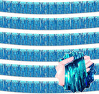 6 Pack 10 Ft Lake Blue Foil Fringe Garland Metallic Streamers Tinsel Banner Wall Hanging Garland Backdrop for Parade Floats, Halloween, Christmas, Thanksgiving, New Year Party Decorations