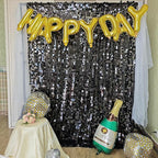 Black Square Sequin Backdrop 8ft * 8ft 1 Panel, Shimmer Wall Backdrop Photobooth Props for Wedding, Anniversary, Birthday, Party Decorations
