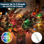 Joiedomi Christmas String Lights Indoor,100 Count Mini Multicolor Light with 21.4 FT White Wire,Lighting Decor for Patio Dorm Classroom Bedroom Holiday Wedding Party Garland Birthday Festival