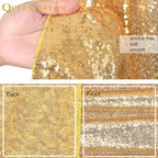 QueenDream Gold Sequin Backdrop Curtain Party Decorations: 10ft x 10ft Glitter Background Sequin Fabric for Wedding Birthday Ceremony