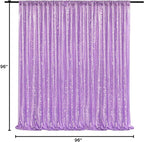 8ft x 8ft Light Purple Sequin Backdrop Curtain Glitter Photo Booth Backdrop for Wedding Birthday Baby Shower Event Decorations