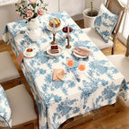 patdrea Designer Vintage Cyan Long Tablecloth for Rectangle Table,Linen Ancient Castle and Manor Pattern Tablecloths,Table Cover Decor for Kitchen Dining Christmas,Thanksgiving,63"x102"-Lucerne a
