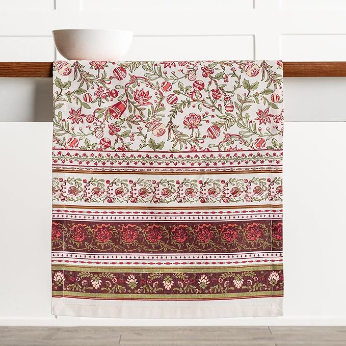 Maison d' Hermine Table Runner 100% Cotton Double Layer Table Runners 108 inches Long for Thanksgiving Christmas Decorations Home Kitchen Dining Party Wedding (Reveillon Au Jardin, 14.5" x 108")