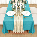 Fitable Square Table Cloth Linen Textured: Water & Stain Resistant Farmhouse Tablecloth, Washable Burlap Table Covers for Kitchen Dining Party(2 Pack, 54x54 Inch, Teal)