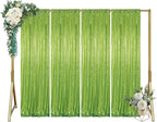 ShinyBeauty Olive Green Sequin Backdrop 4x10FT (4 Panels) – Sparkly Photo Booth Background for Weddings, TikTok Live Streams, Party Decor, Reusable Glitter Curtain