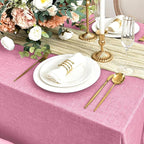Fitable Faux Linen Tablecloths for Rectangle Tables: Water & Stain Resistant Farmhouse Table Cloth, Washable Burlap Textured Table Covers for Kitchen Dining Party(2 Pack, 52x70 Inch, Pink)