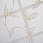 VISIONTEX Sheer Curtains 120 inch Length 2 Panels Set, White Voile Crushed Cream Vine Leaves Embroidery, Rod Pocket Embroidered Window Drapes for Living Room and Bedroom, 54" x 120"