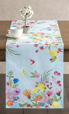 Maison d' Hermine Table Runner 100% Cotton Double Layer Table Runners 72 inches Long Decorative for Home Kitchen Dining Party Wedding Bridal Shower Spring Summer (Jardin D'Ete - Mint, 14.50" x 72")