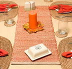 Chardin home Natural Jute Table Runner 13x36 Inch – Vintage Boho Rustic Table Decor – Handwoven Table Runner in Natural Jute and Rust Orange – Farmhouse Dining or Console Table Accent
